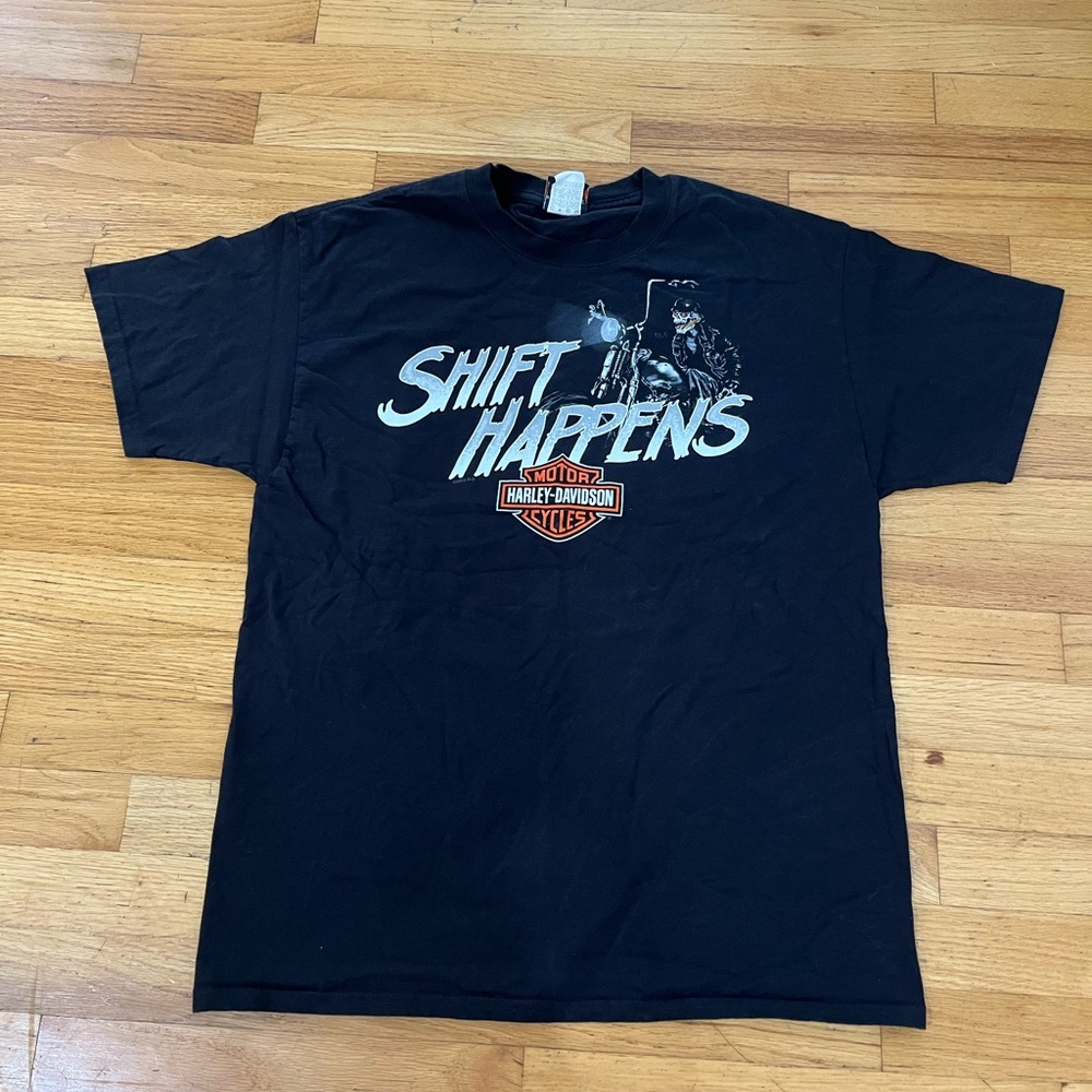 Harley Davidson “Shift Happens” Black T-Shirt Size L